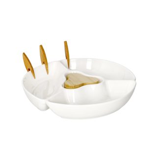 Antipastiera Tris con 3 Forchette Porcellana Brandani